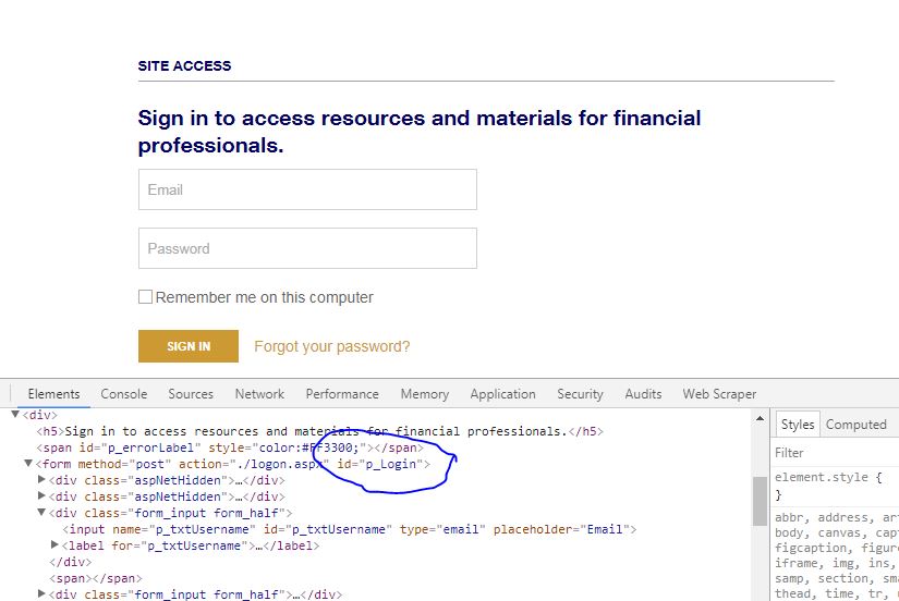crawling behind login pages