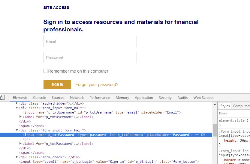 crawling behind login pages