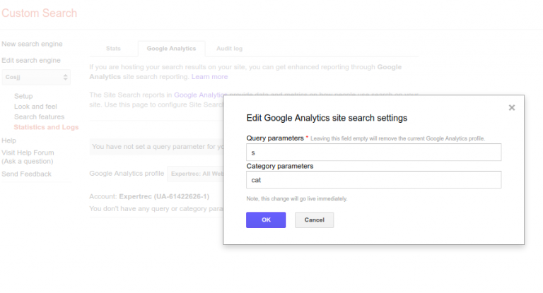 google custom search google analytics