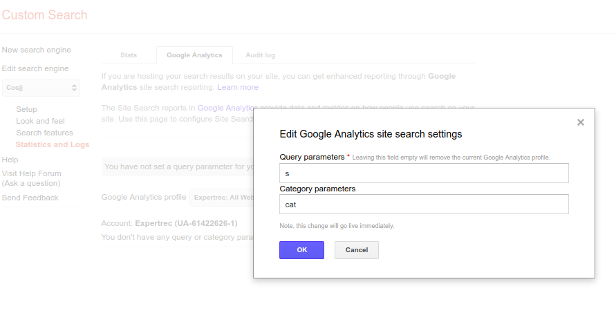 google custom search google analytics