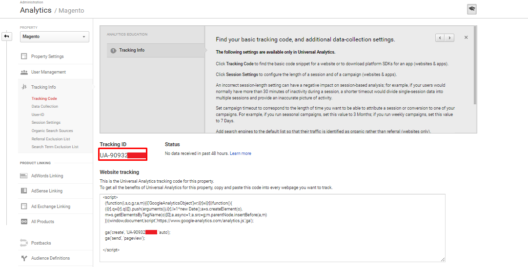 add Google analytics to magento