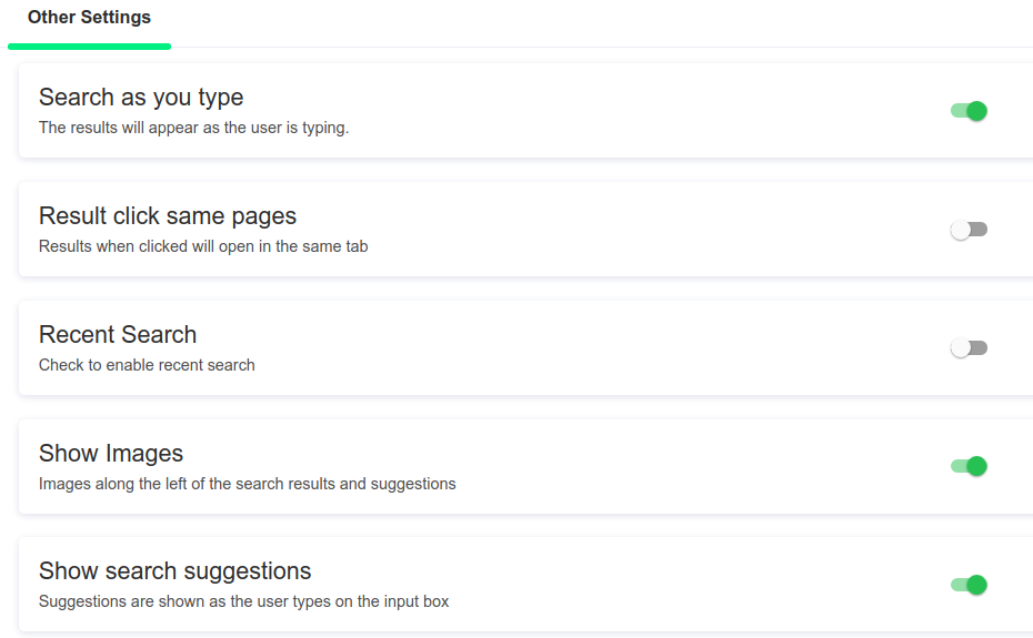 wordpress search settings