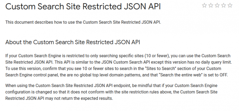 Google Custom Search Site Restricted JSON API