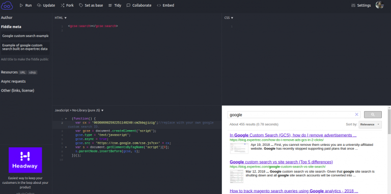 google custom search example