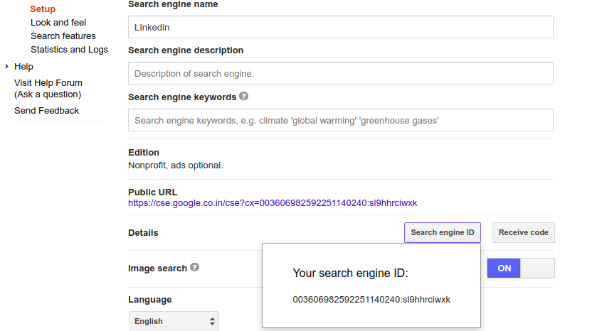 Google custom search JSON API 