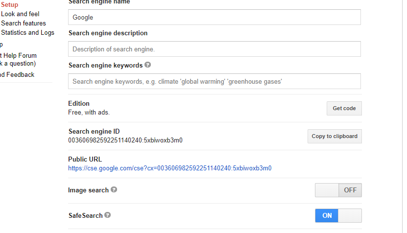 How to enable safe search in google custom search to remove explicit search results