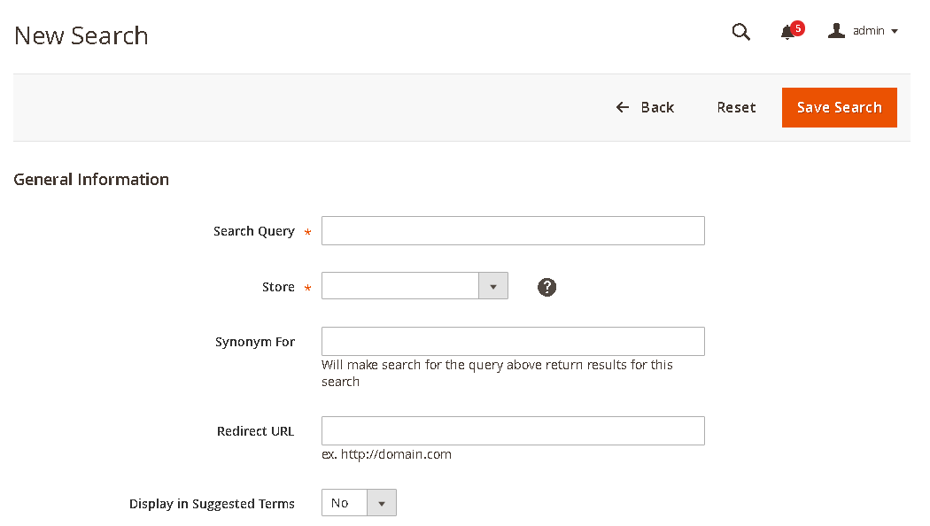 How to add search terms in magento 2