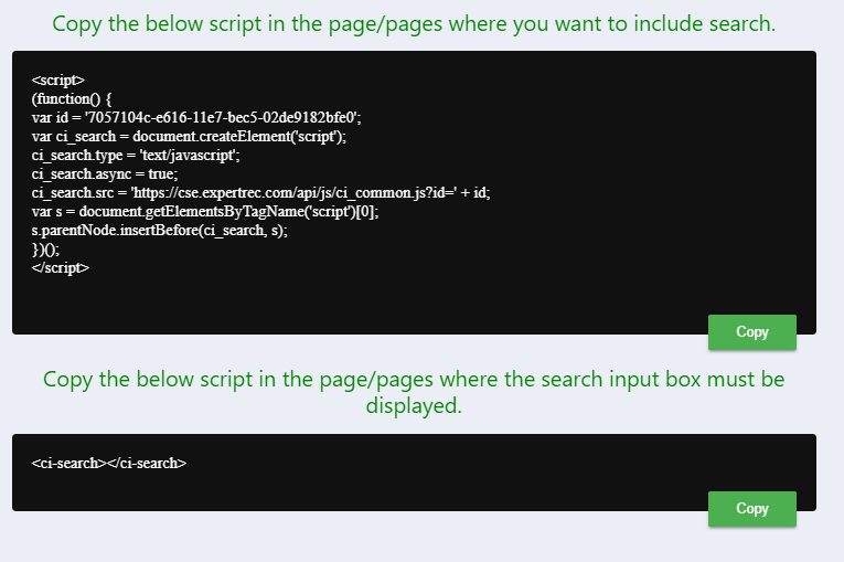 expertrec custom search code