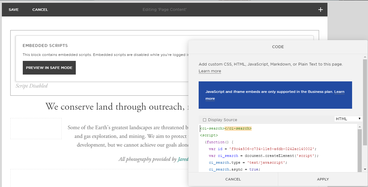 squarespace custom search engine