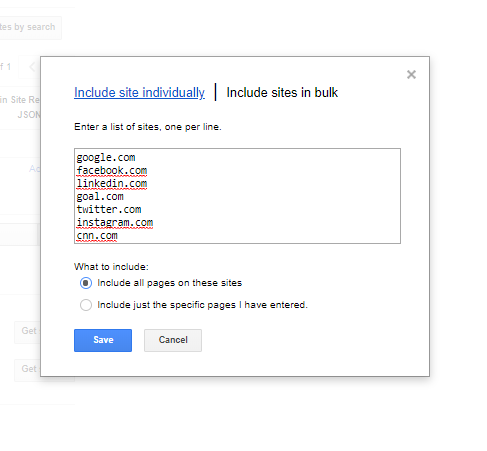 How to add multiple websites in Google custom search ( Include sites in bulk)