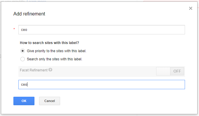 How to add filters to google custom search