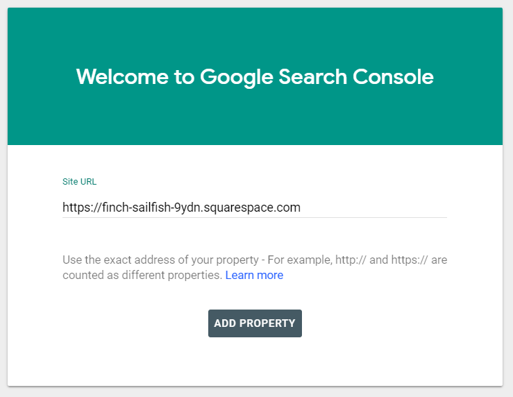 How to add squarespace site to google search console.