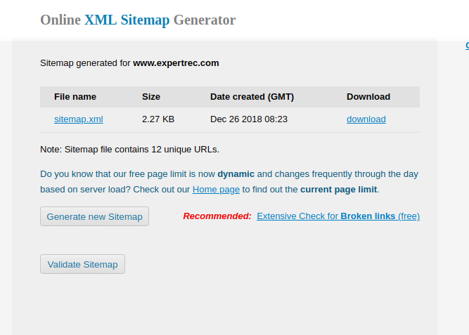 Free tools for creating sitemap