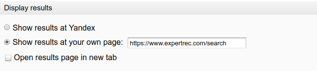 Yandex custom search