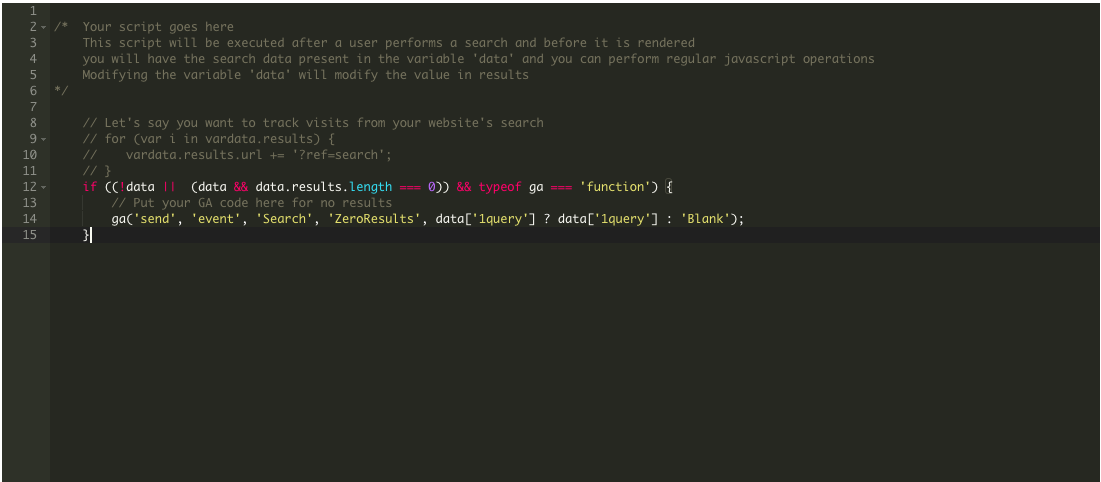 code to easily track zero search results using google analytics