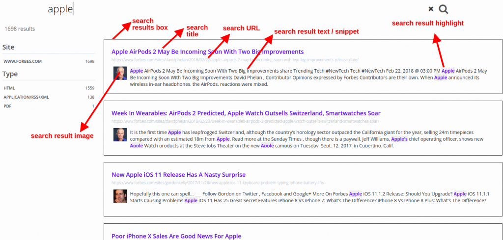 custom search results page expertrec