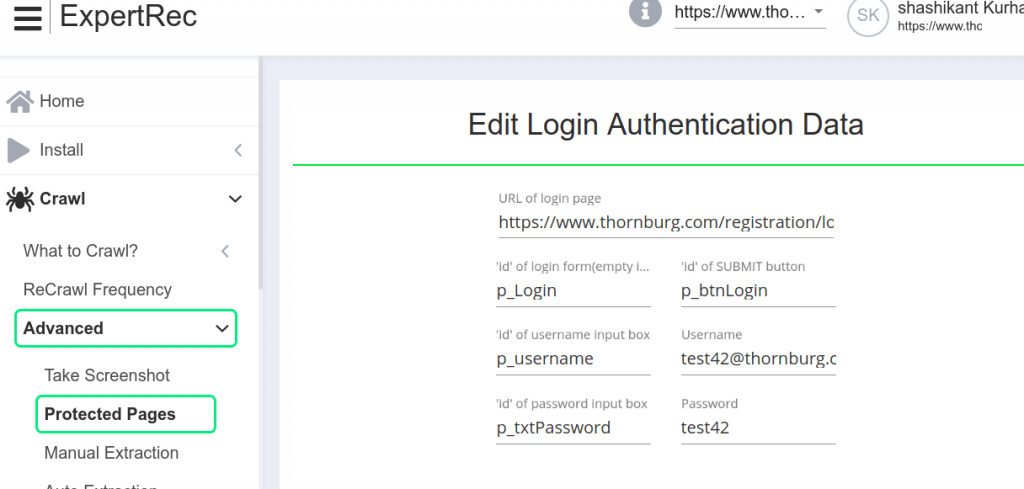 indexing behind login pages