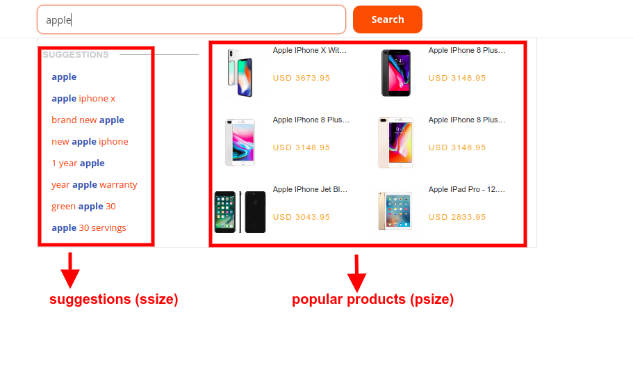 ecommerce autocomplete api