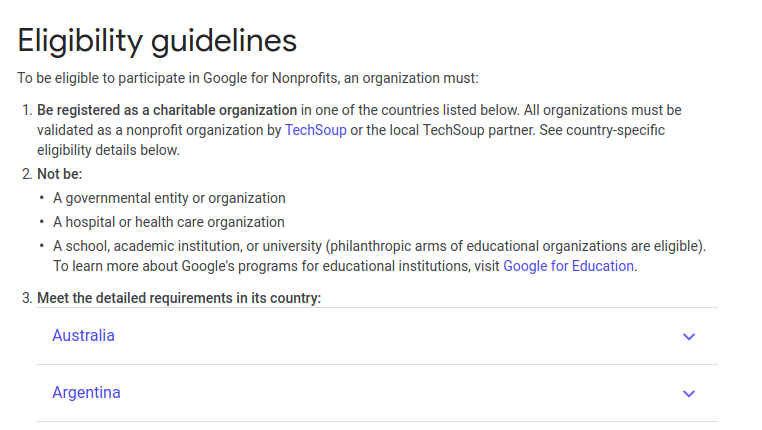 google custom search non profits