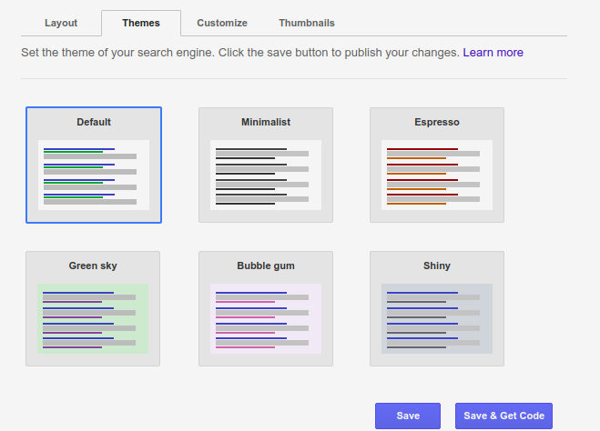 How to create custom search in google-themes