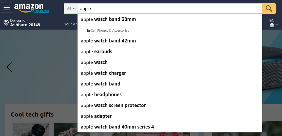 e-commerce autocomplete