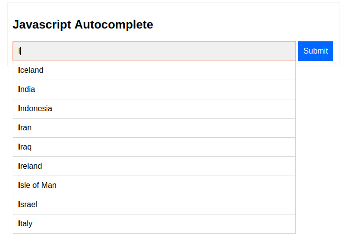 Javascript autocomplete