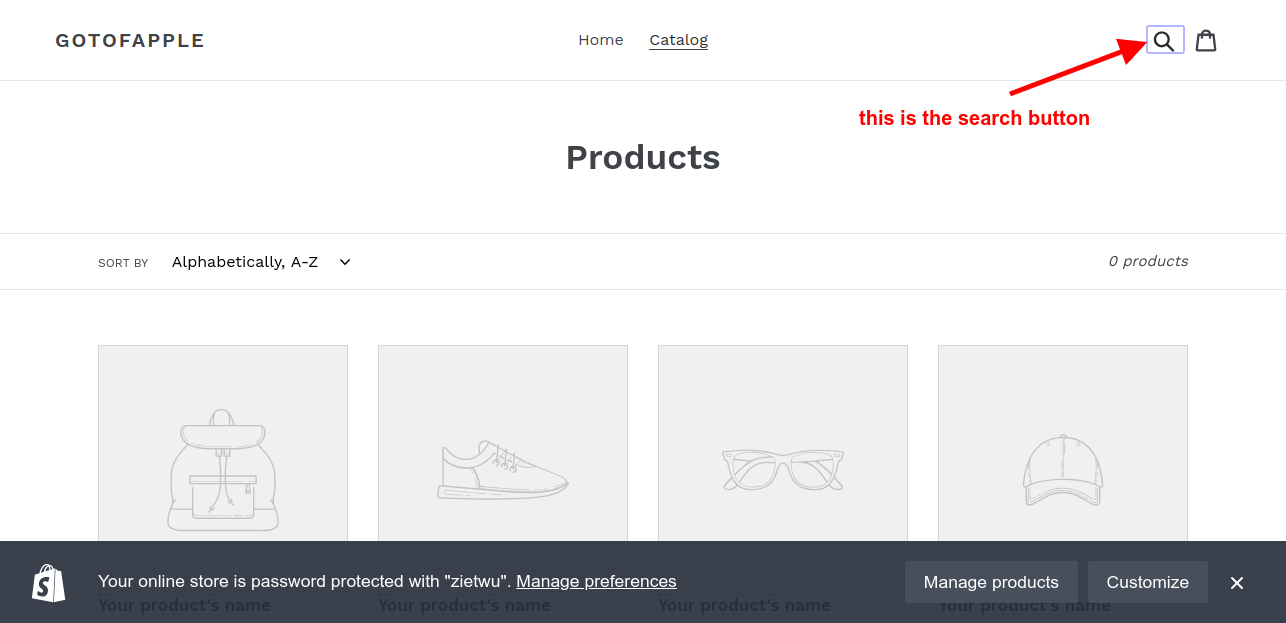 delete shopify search button