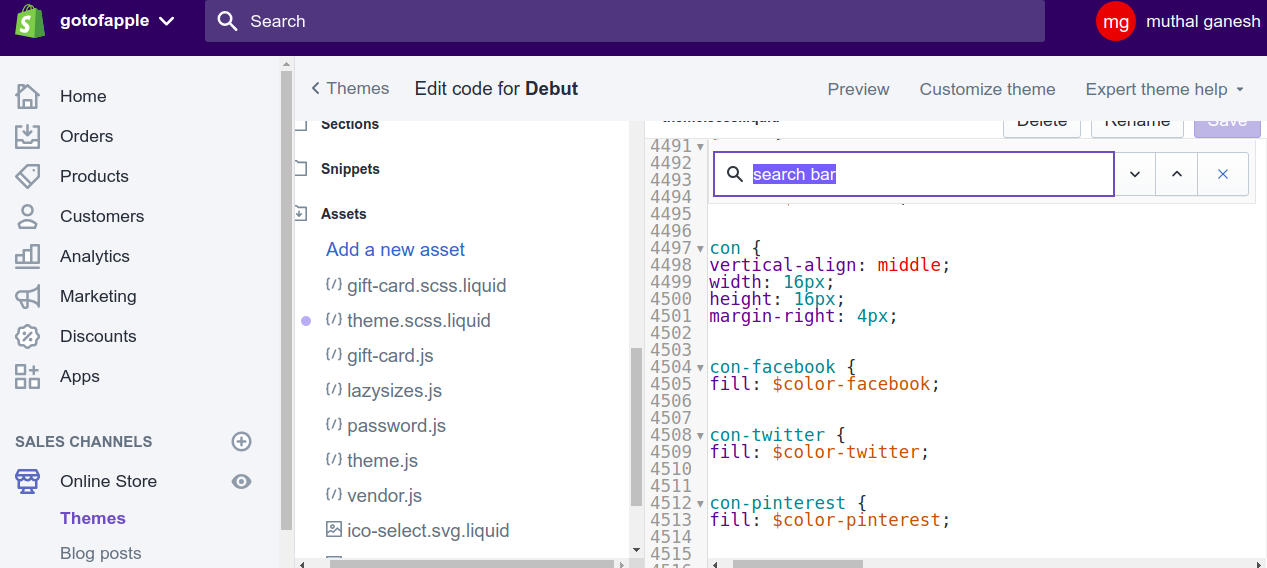reduce shopify search bar width