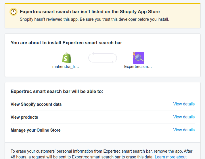 Ecommerce Shopify Autocomplete search box