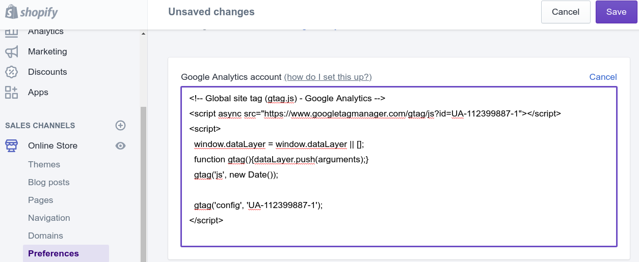 ￼add google analytics to shopify