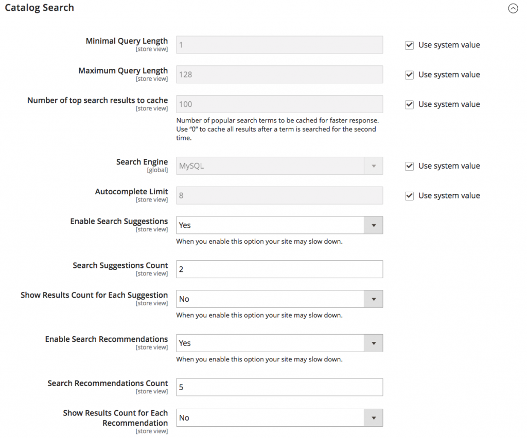 Magento 2 search settings guide