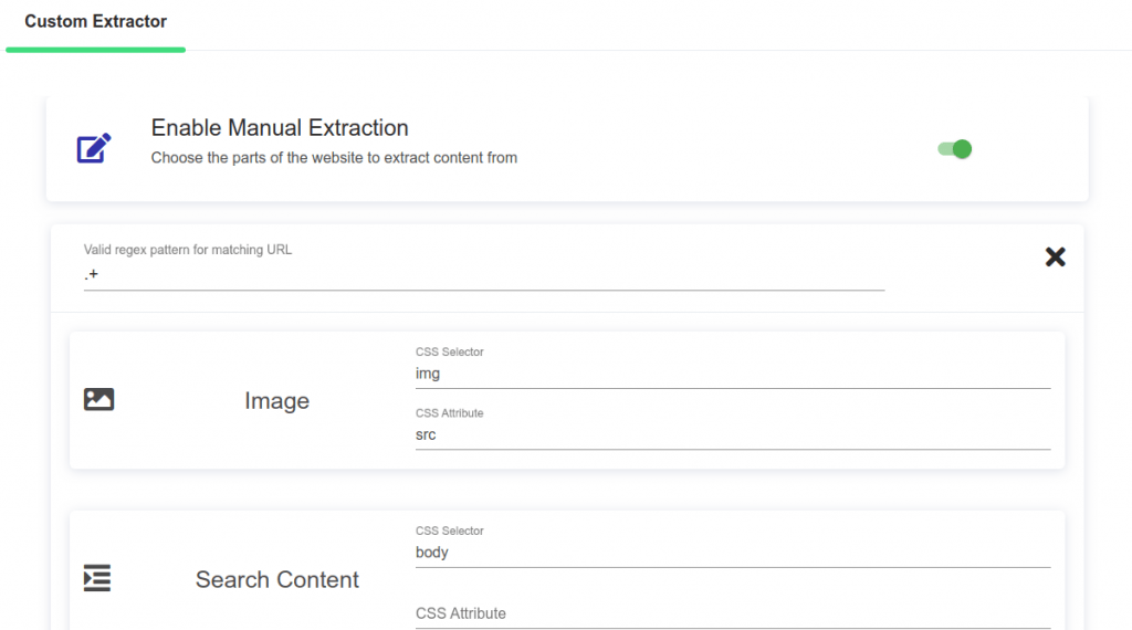 custom search manual extraction