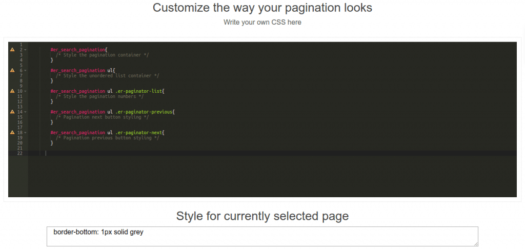pagination custom search