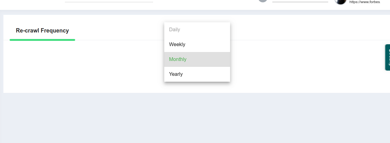 recrawl frequency custom search