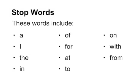 site search stop words