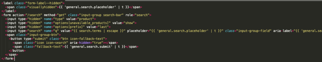 HTML used for your search form