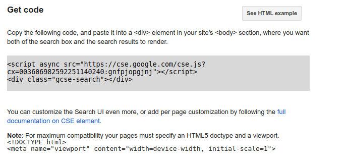 Code google custom search