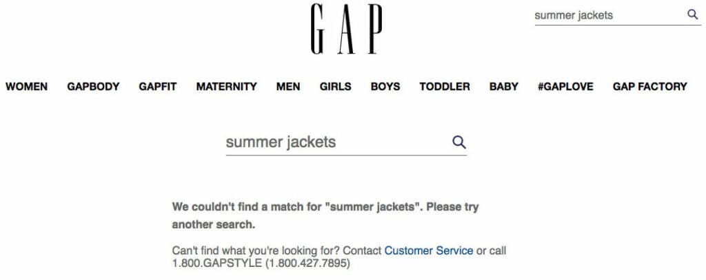 no search results found