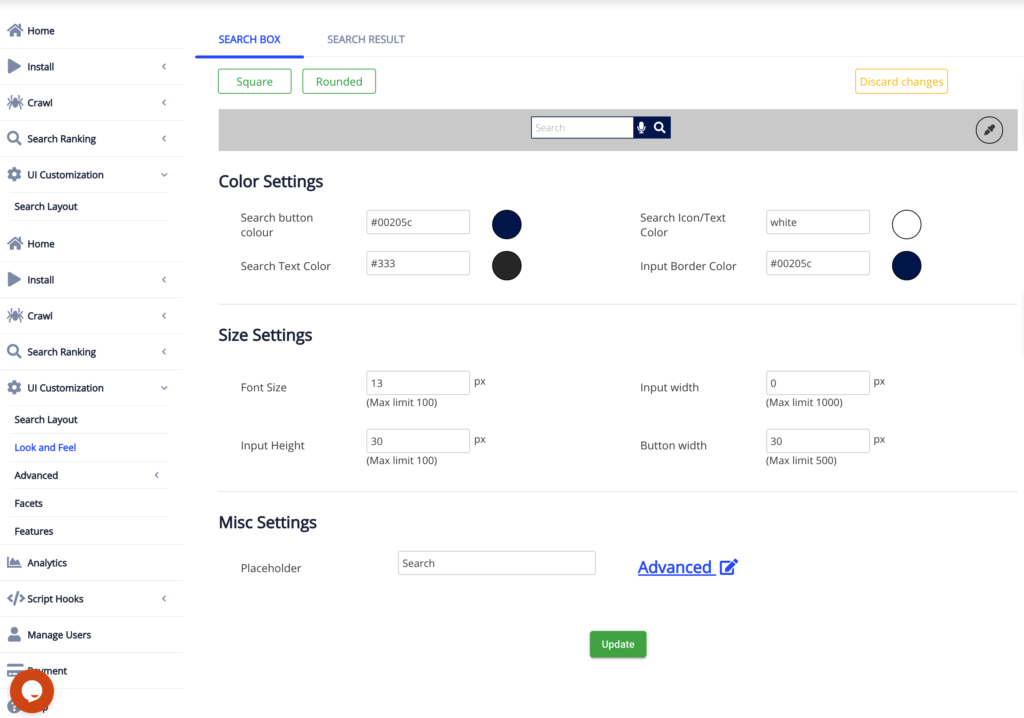 Expertrec Searchbox customization