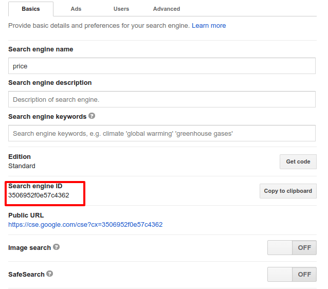 google custom search CX ID