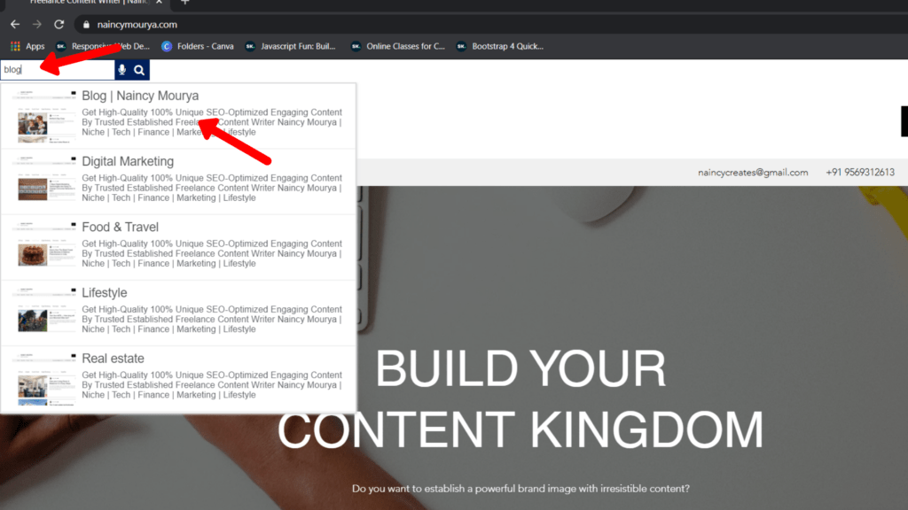 Expertrec Wix Search Bar showing right results 