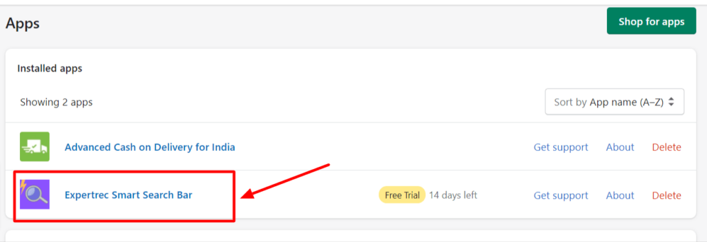 Shopify App Store Having Expertrec Search API