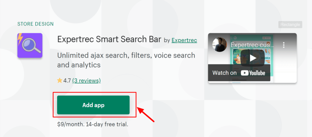 Add Expertrec Smart Search App to Shopify Store