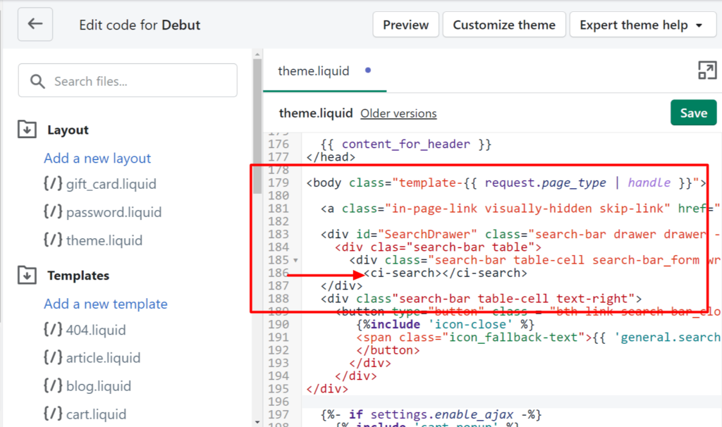 Adding Expertrec Shopify Code in body section