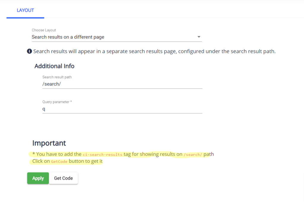 Apply the search result setting