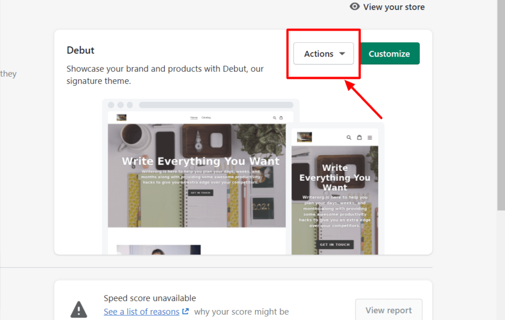 Click on Actions on the right hand side