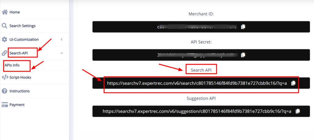Expertrec Search Bar API
