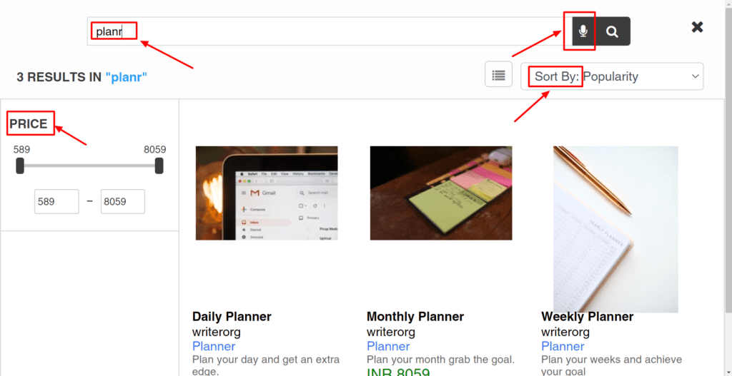 Free Shopify search app by Expertrec with voice search