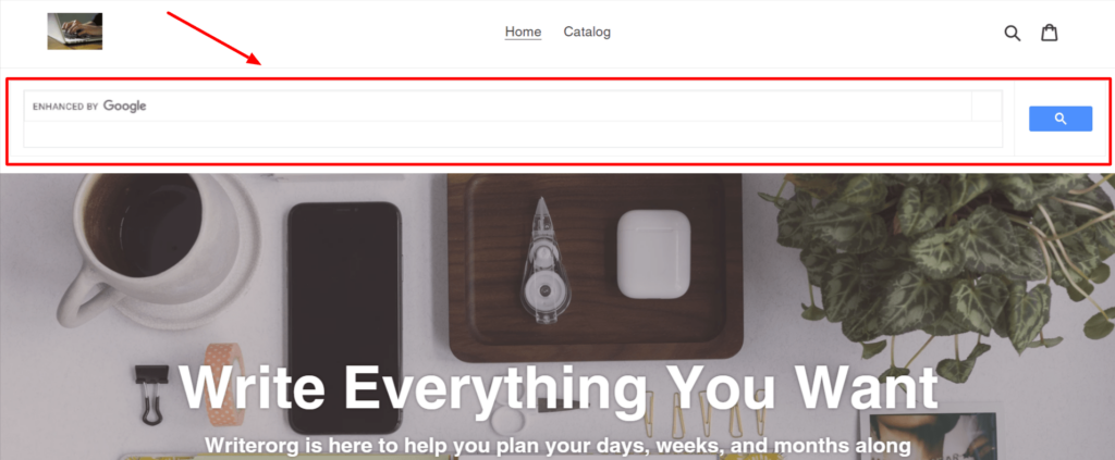 Google Search Bar in Shopify