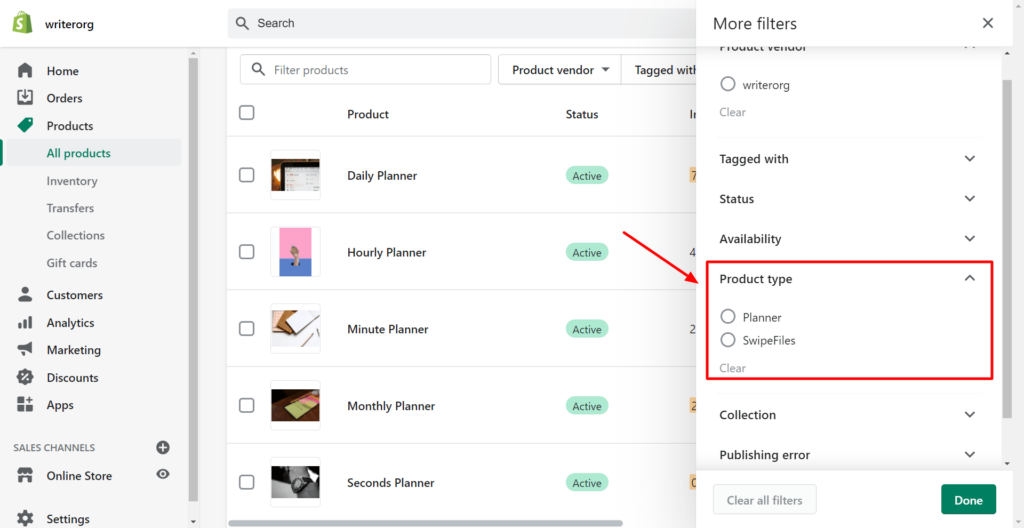 Shopify Product Category